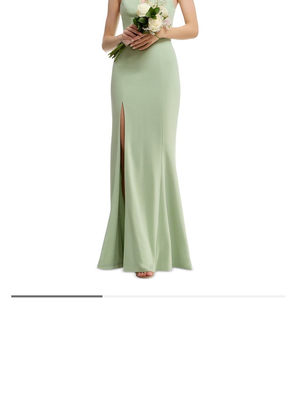 Bloomingdale's Sage Green Maxi Dress with Front Slit